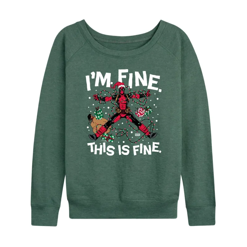 Marvel - Im Fine Deadpool - Women's French Terry Long Sleeve Pullover sold by Zulily