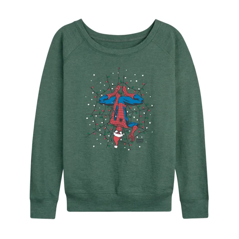Marvel - Holiday Lights Spider Man - Women's French Terry Long Sleeve Pullover sold by Zulily