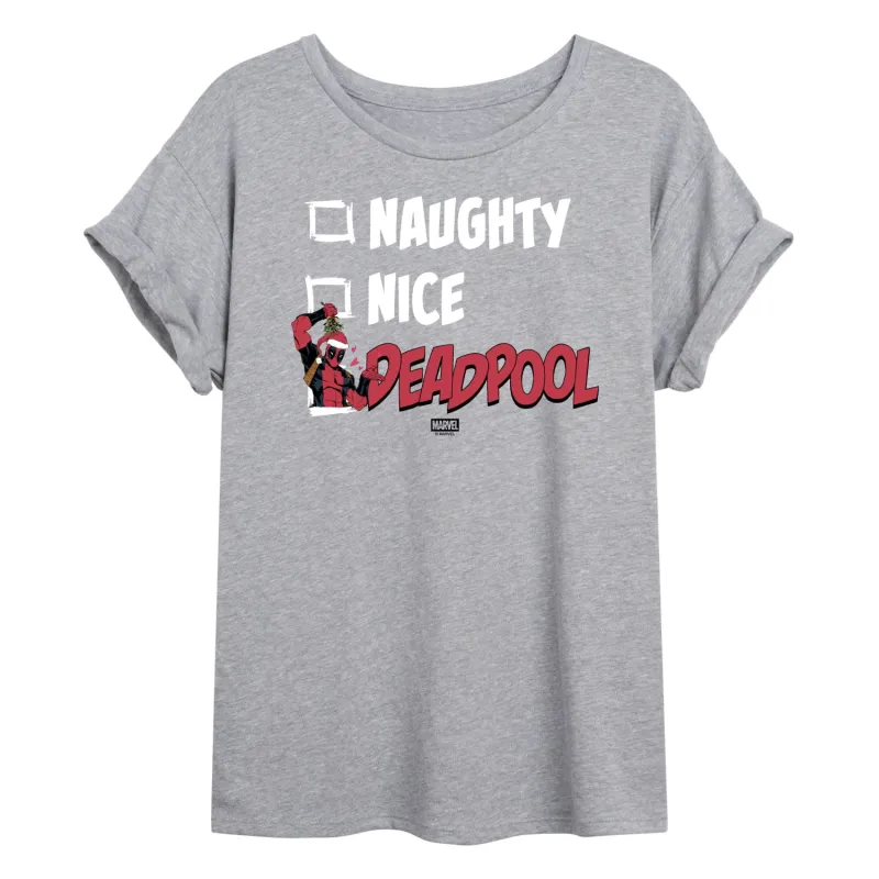 Marvel - Naughty Nice Deadpool - Women's Oversized Graphic T-Shirt sold by Zulily