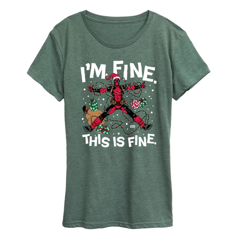 Marvel - Im Fine Deadpool - Women's Short Sleeve Graphic T-Shirt sold by Zulily