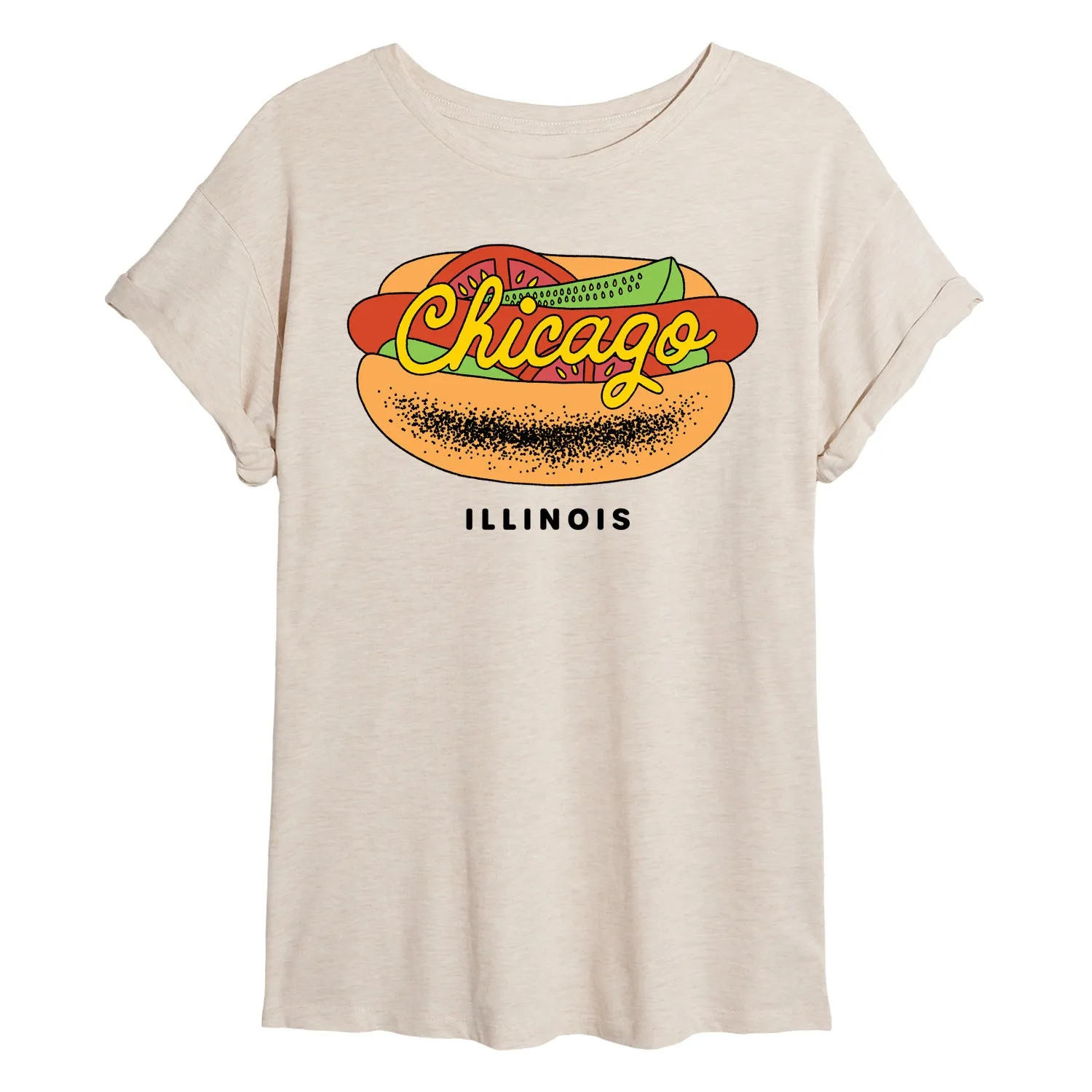 Instant Message - Chicago Dog - Women's Oversized Graphic T-Shirt sold by Zulily