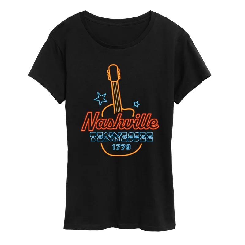 Instant Message - Nashville Neon Sign - Women's Short Sleeve Graphic T-Shirt sold by Zulily