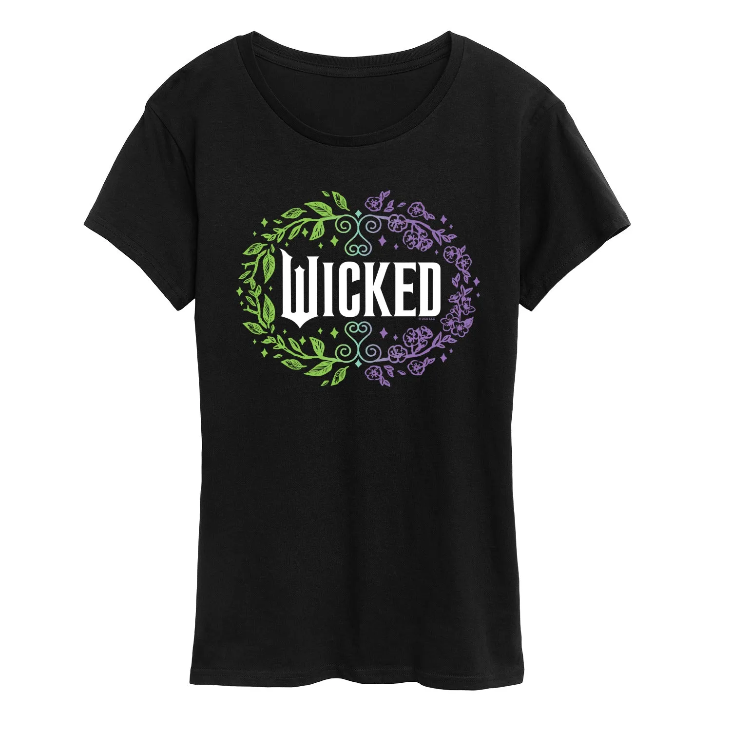 Wicked - Floral Wicked Logo - Women's Short Sleeve Graphic T-Shirt sold by Zulily