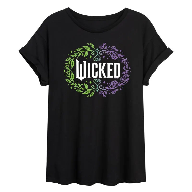 Wicked - Floral Wicked Logo - Women's Oversized Graphic T-Shirt sold by Zulily