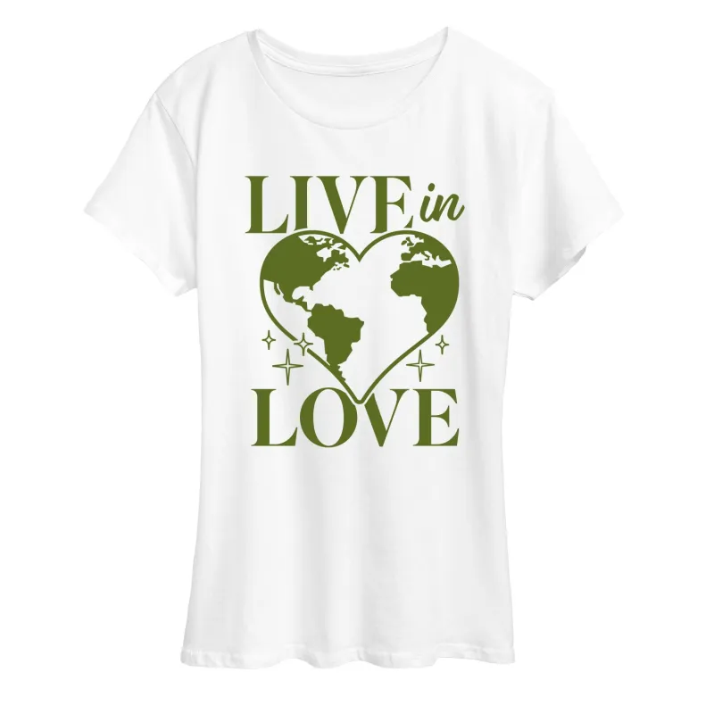 Instant Message - Live In Love - Women's Short Sleeve Graphic T-Shirt sold by Zulily