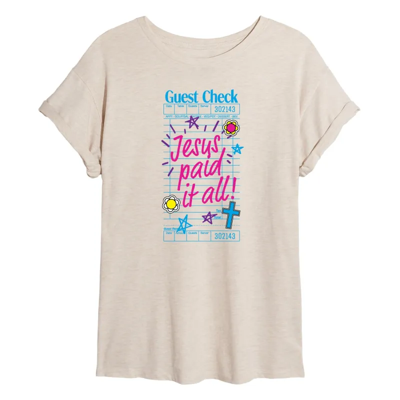 Instant Message - Jesus Paid It All - Women's Oversized Graphic T-Shirt sold by Zulily