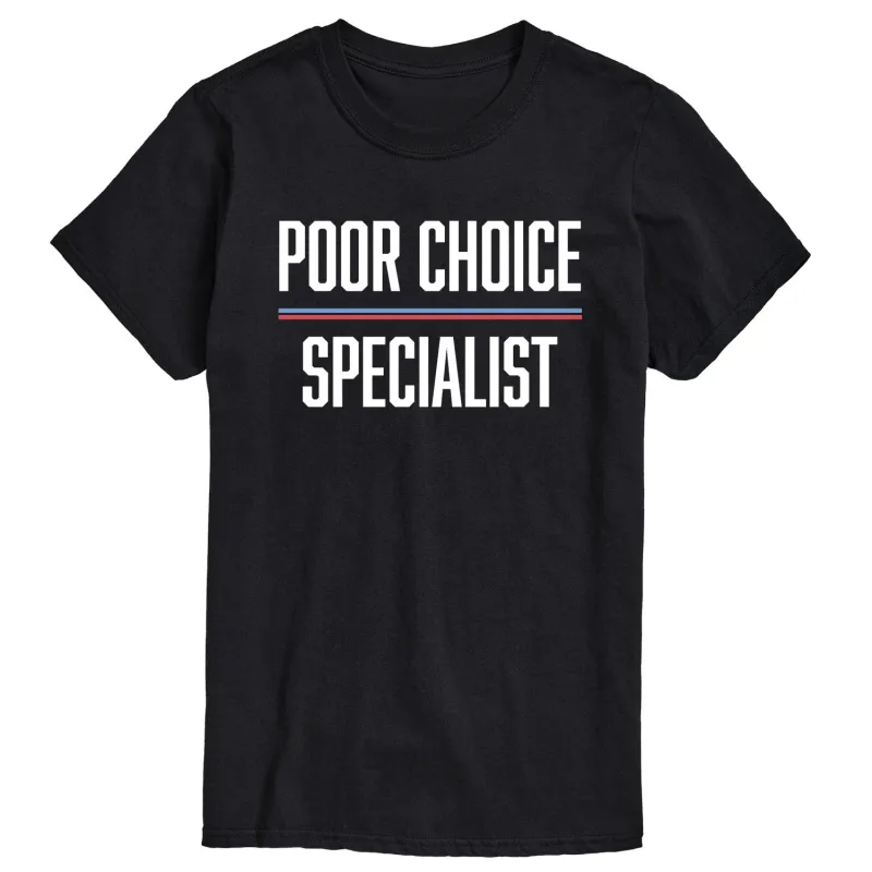 Instant Message - Poor Choice Specialist - Men's Short Sleeve Graphic T-Shirt sold by Zulily