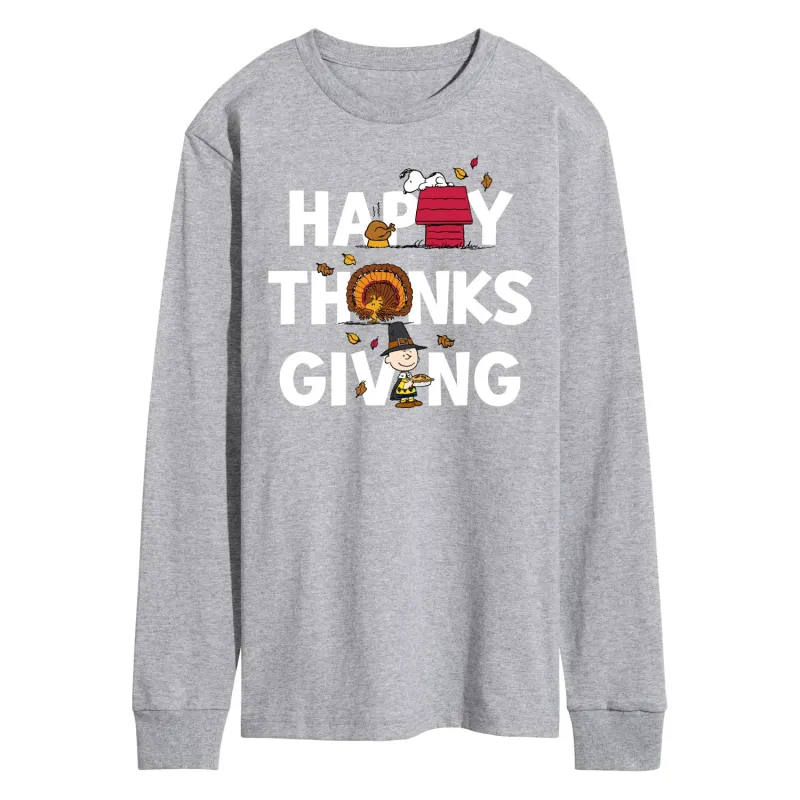 Peanuts - Happy Thanksgiving Icons - Men's Long Sleeve T-Shirt sold by Zulily