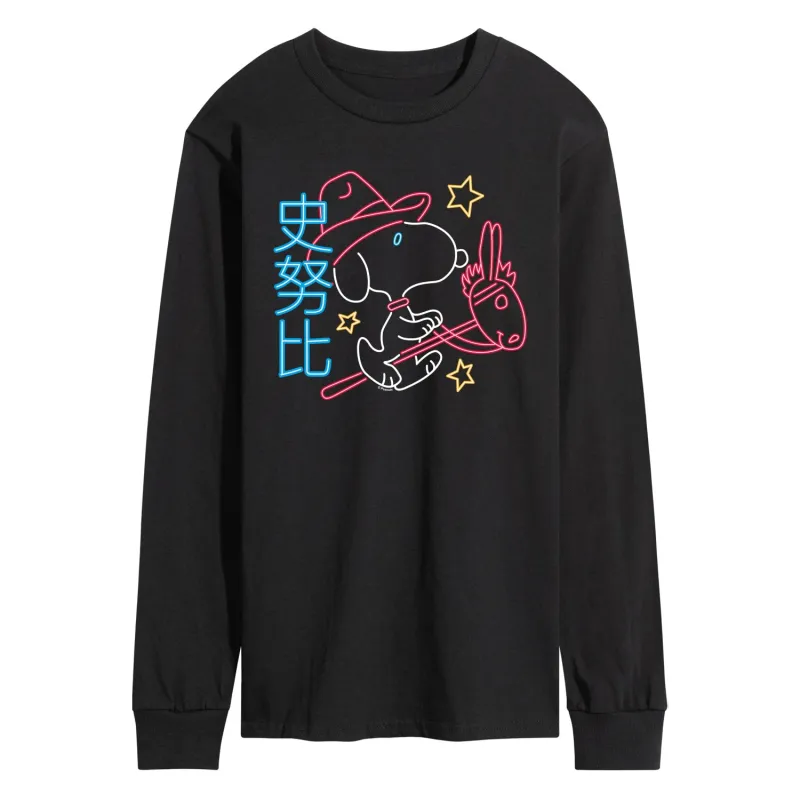 Peanuts - Neon Lunar NY Snoopy - Men's Long Sleeve Graphic T-Shirt sold by Zulily