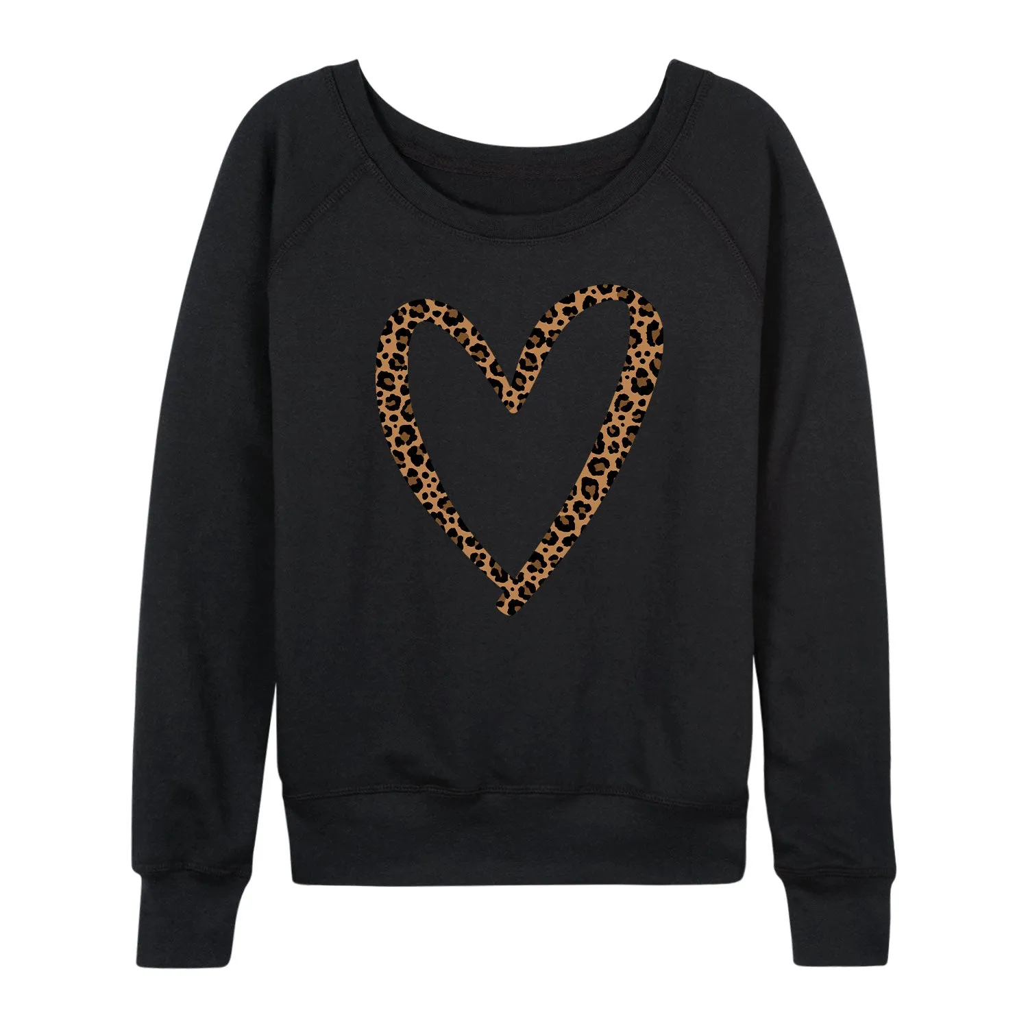 Instant Message - Leopard Print Heart Outline - Women's Lightweight French Terry Long Sleeve Shirt sold by Zulily product image thumbnail 2