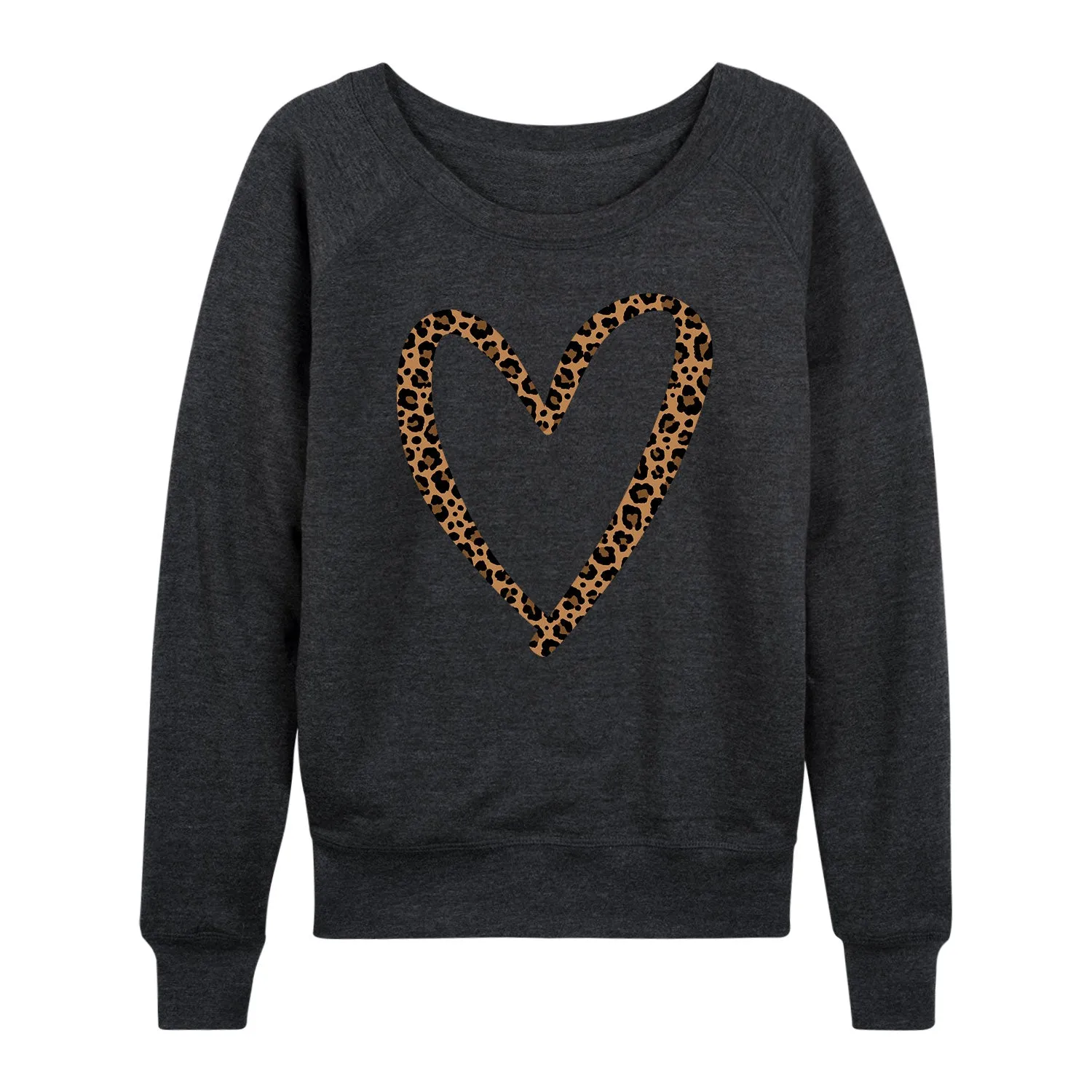 Instant Message - Leopard Print Heart Outline - Women's Lightweight French Terry Long Sleeve Shirt sold by Zulily product image thumbnail 3