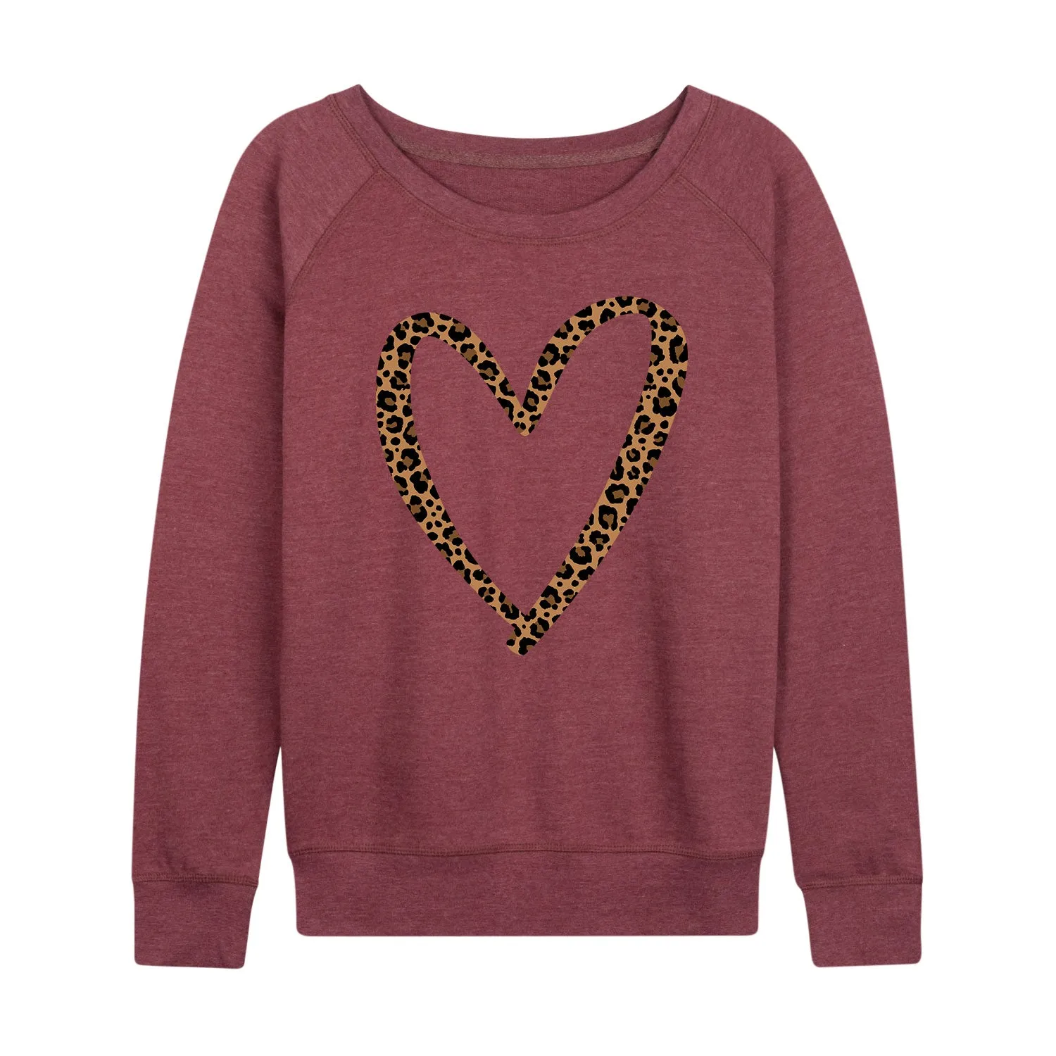 Instant Message - Leopard Print Heart Outline - Women's Lightweight French Terry Long Sleeve Shirt sold by Zulily product image thumbnail 4