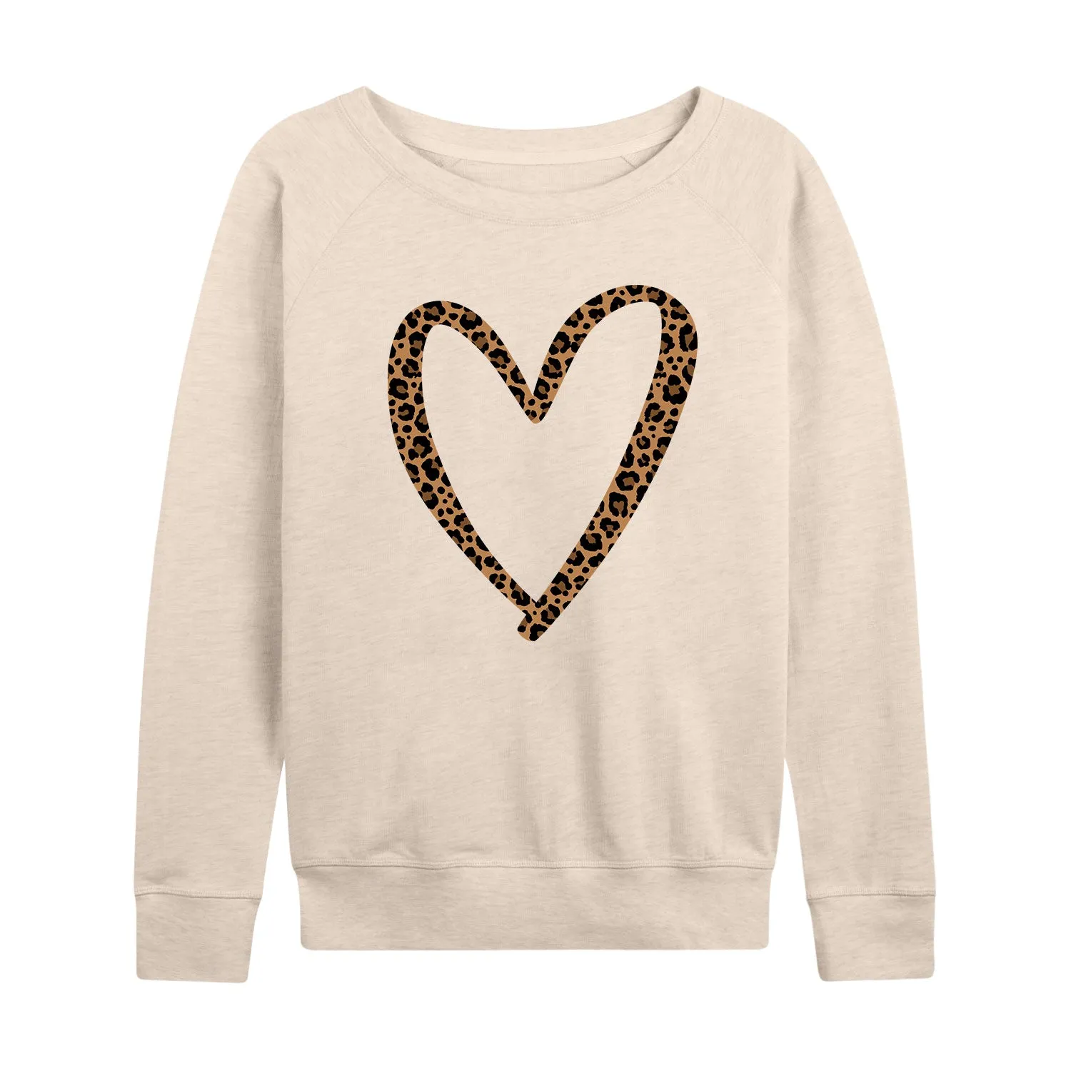 Instant Message - Leopard Print Heart Outline - Women's Lightweight French Terry Long Sleeve Shirt sold by Zulily