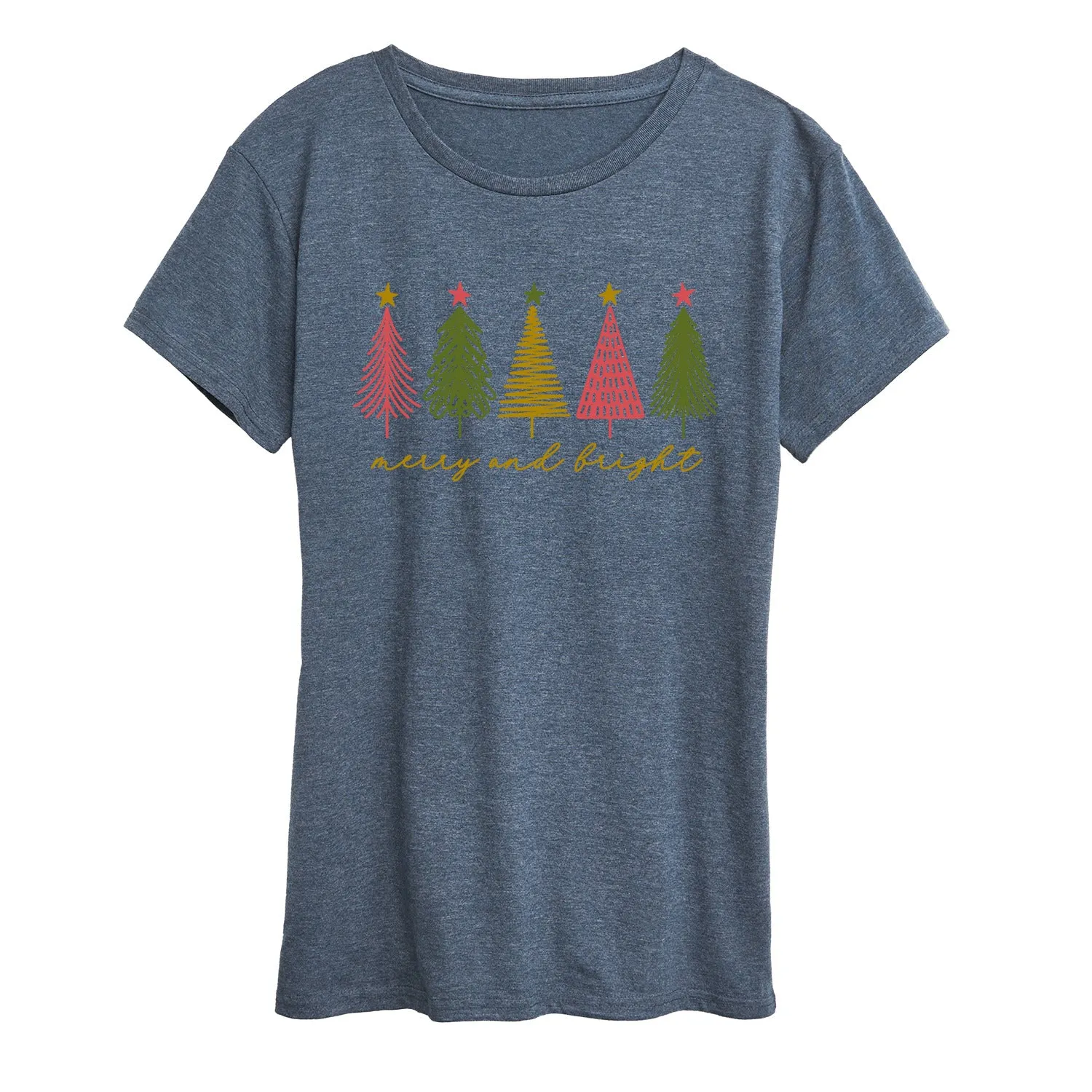 Instant Message - Merry And Bright Christmas Trees - Women's Short Sleeve Graphic T-shirt sold by Zulily product image thumbnail 4