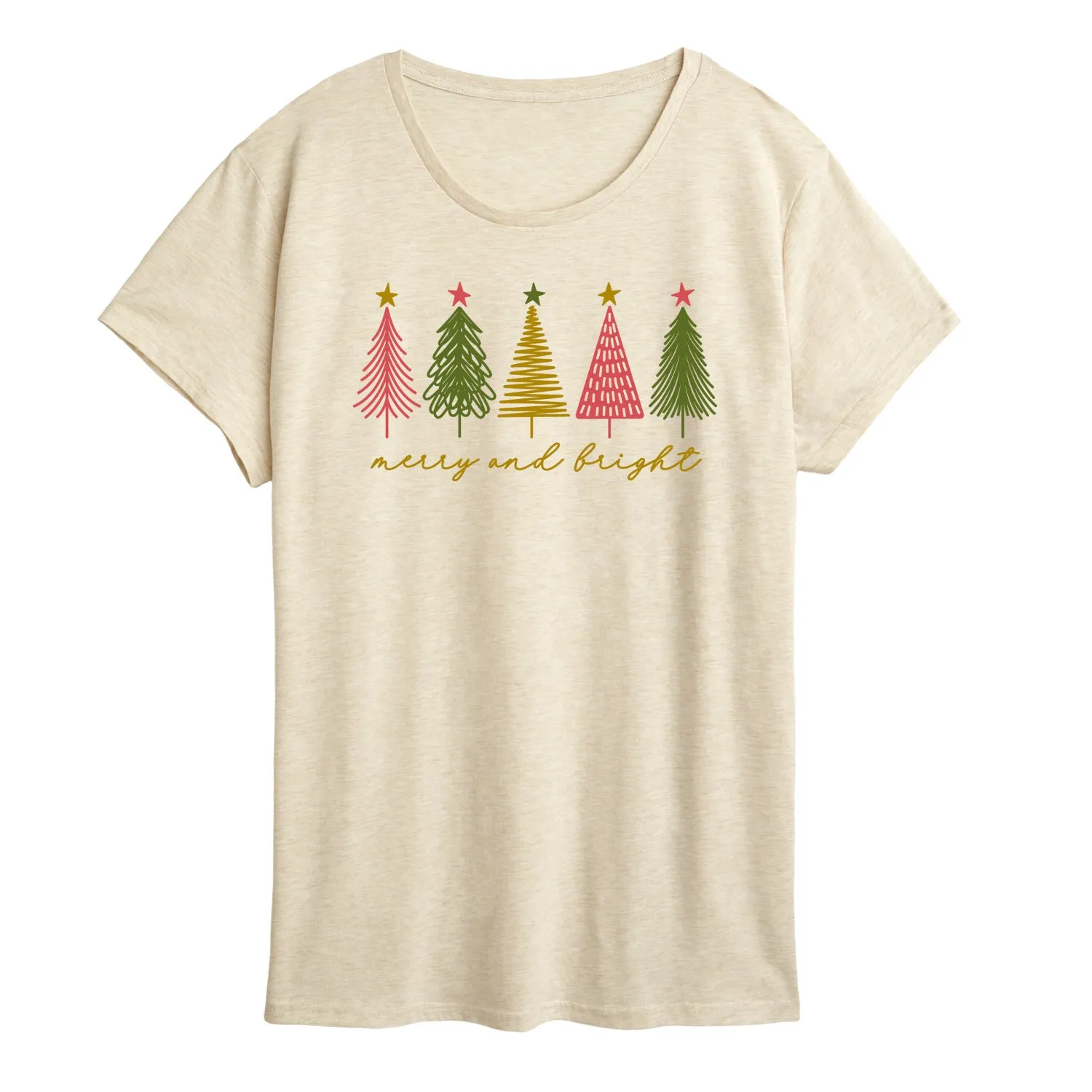 Instant Message - Merry And Bright Christmas Trees - Women's Short Sleeve Graphic T-shirt sold by Zulily product image thumbnail 2