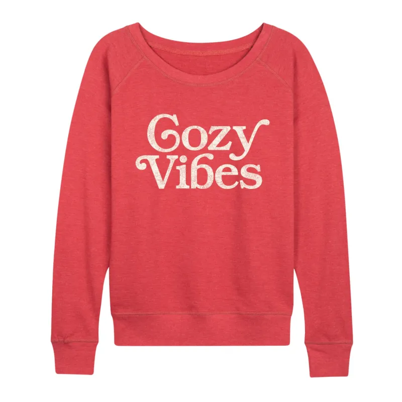Instant Message - Cozy Vibes - Women's Lightweight French Terry Long Sleeve Shirt sold by Zulily