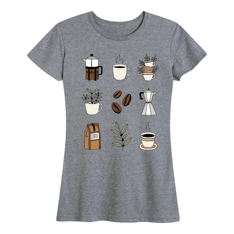 Coffee Grid - Women's Short Sleeve Graphic T-Shirt sold by Zulily