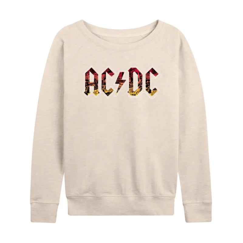 ACDC - Poster Texture - Women's Lightweight French Terry Long Sleeve Shirt sold by Zulily