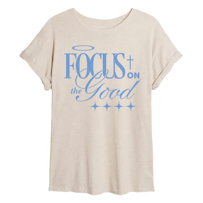 Instant Message - Focus On The Good - Women's Oversized Graphic T-Shirt sold by Zulily