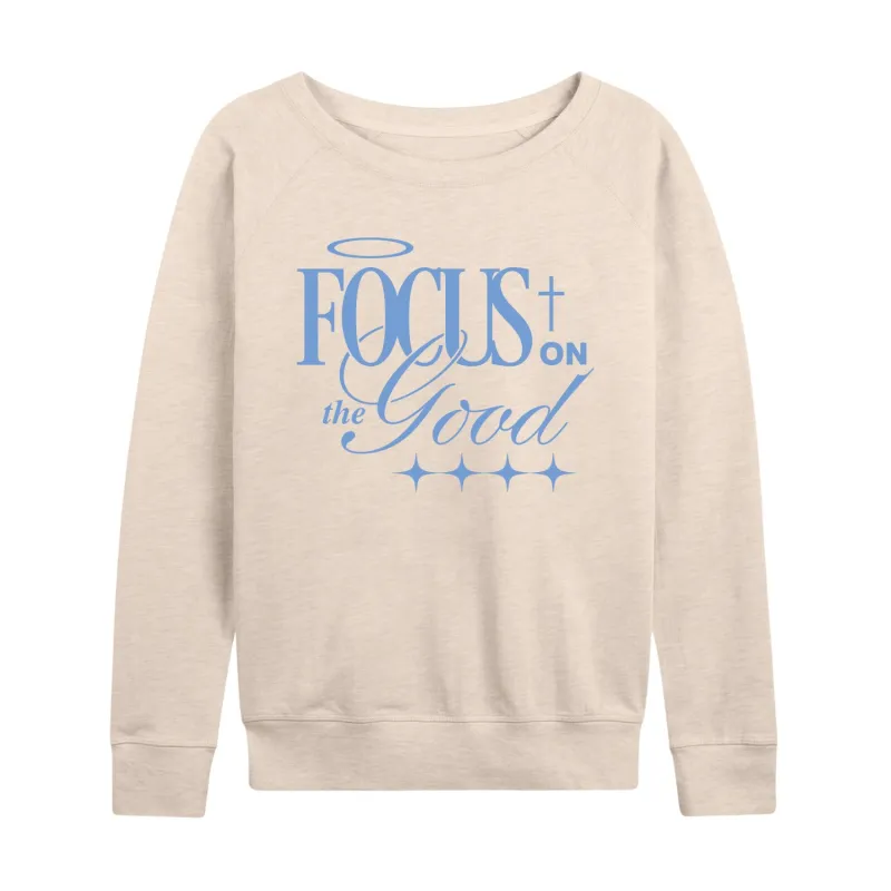 Instant Message - Focus On The Good - Women's French Terry Long Sleeve Pullover sold by Zulily