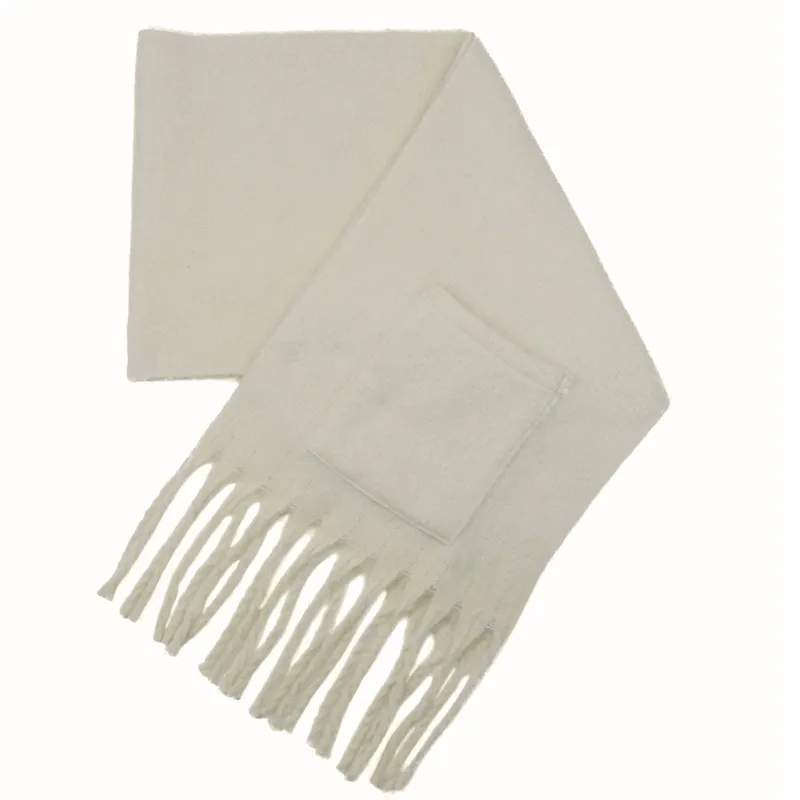 Sprigs Oversized Fringe Scarf w/ Pockets - Cream/Cream sold by Zulily
