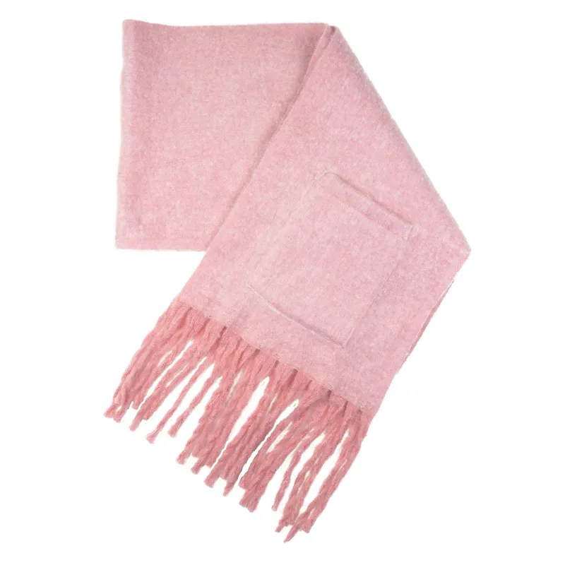 Sprigs Oversized Fringe Scarf w/ Pockets- Pink/Cream sold by Zulily