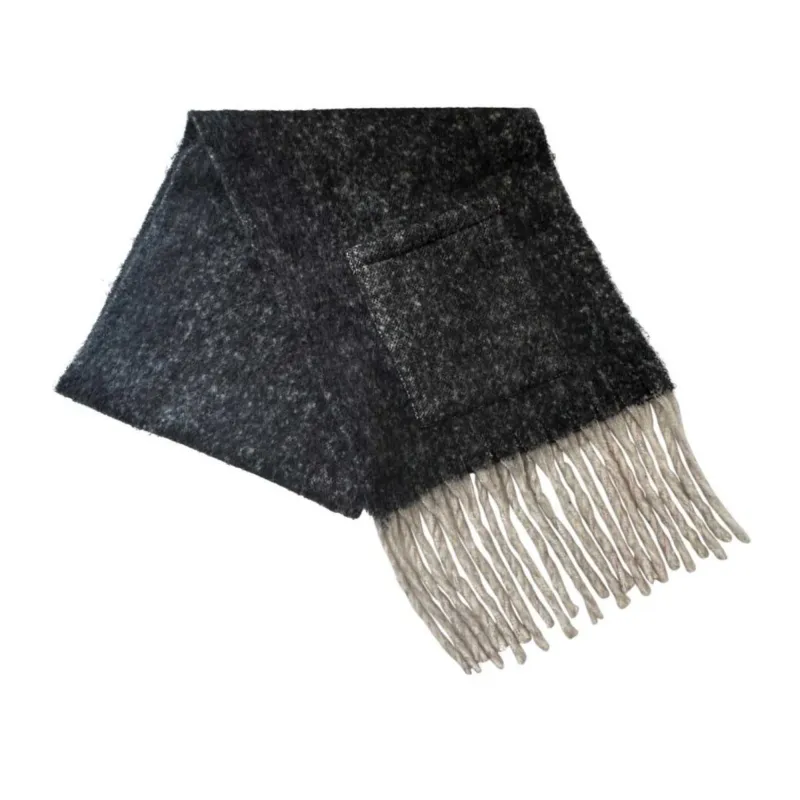 Sprigs Oversized Fringe Scarf w/ Pockets - Black/White sold by Zulily