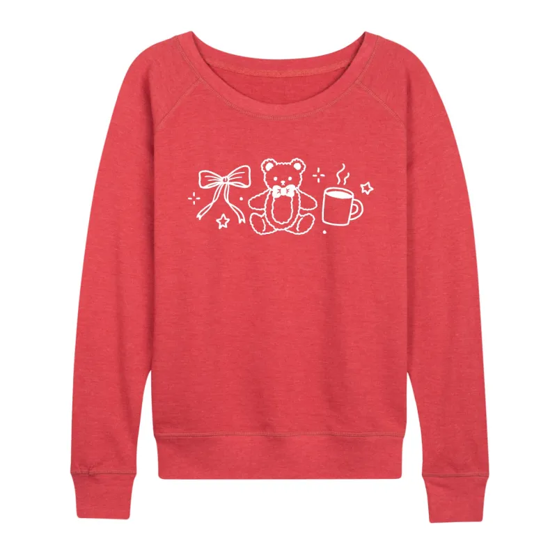 Instant Message - Teddy Bow Coffee - Women's French Terry Long Sleeve Pullover sold by Zulily