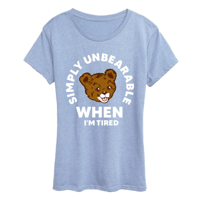 Instant Message - Tired Simply Unbearable - Women's Short Sleeve Graphic T-Shirt sold by Zulily
