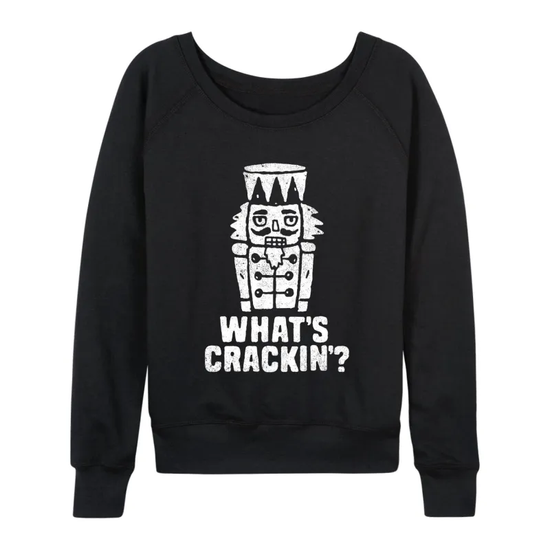 Instant Message - Whats Crackin - Women's French Terry Long Sleeve Pullover sold by Zulily