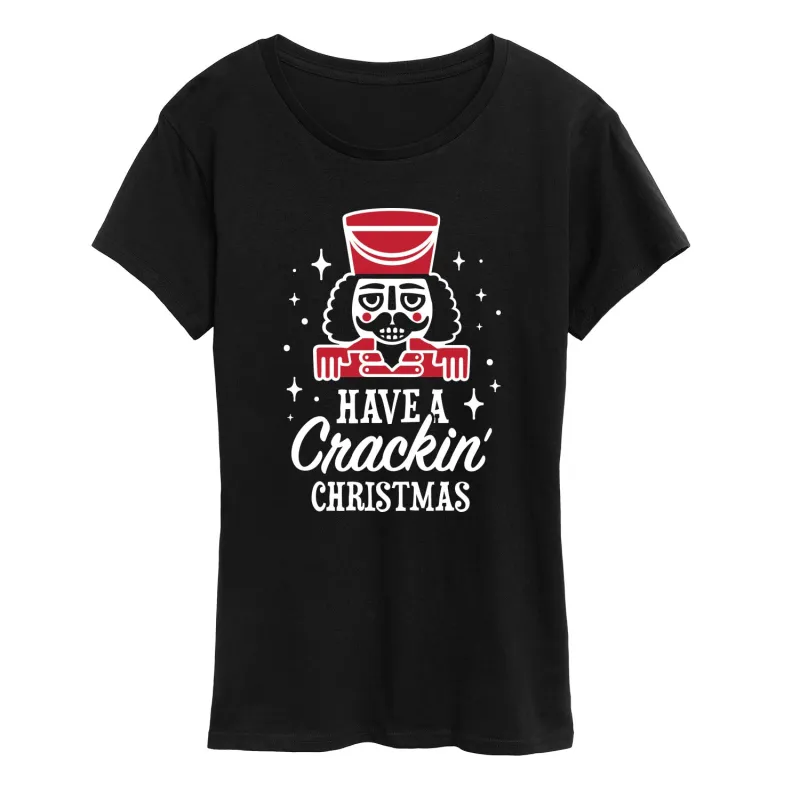 Instant Message - Crackin Christmas - Women's Short Sleeve Graphic T-Shirt sold by Zulily