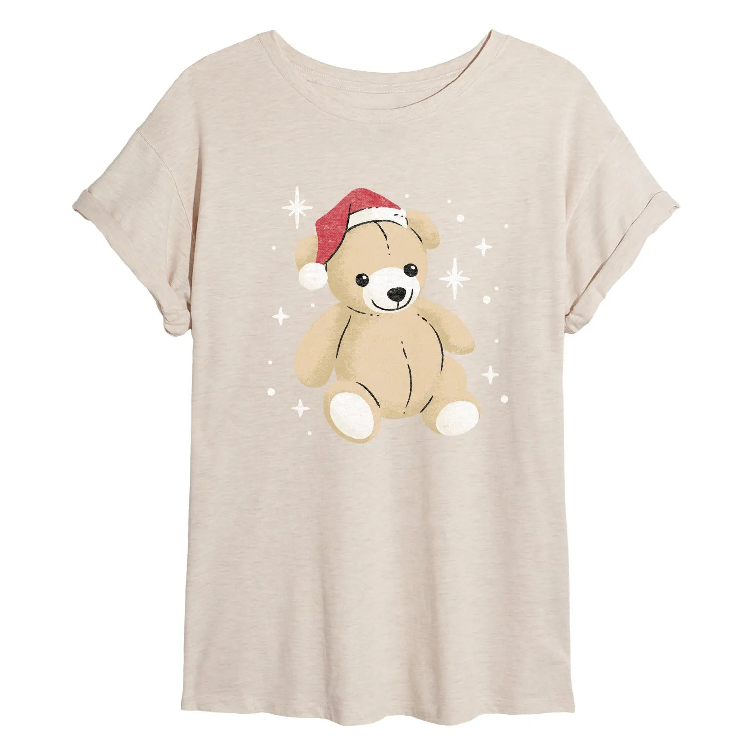 Instant Message - Christmas Teddy Bear - Women's Oversized Graphic T-Shirt sold by Zulily