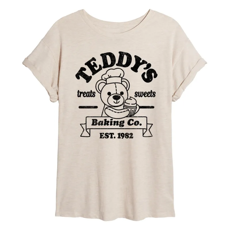 Instant Message - Teddys Baking Co - Women's Oversized Graphic T-Shirt made by Zulily