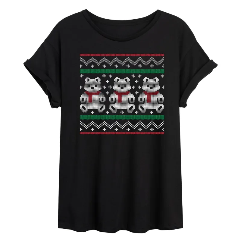 Instant Message - Teddy Bear Ugly Sweater - Women's Oversized Graphic T-Shirt sold by Zulily