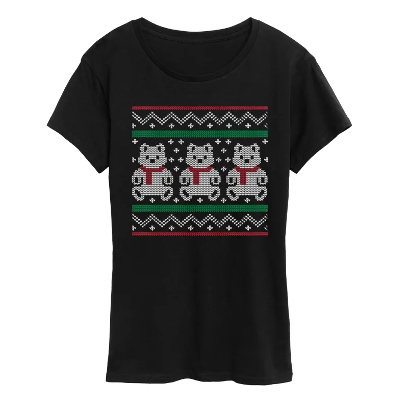 Instant Message - Teddy Bear Ugly Sweater - Women's Short Sleeve Graphic T-Shirt sold by Zulily