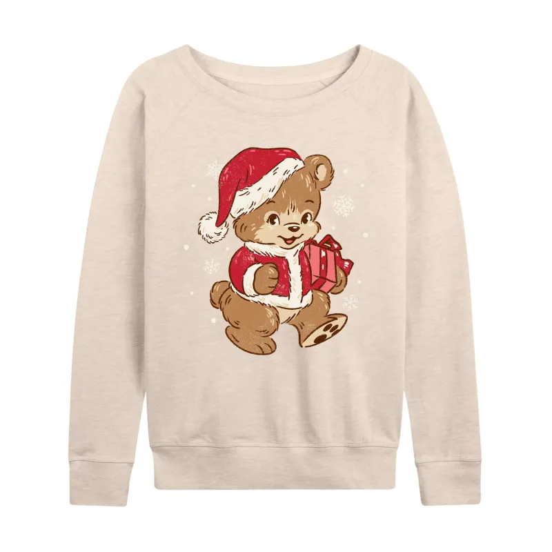 Instant Message - Santa Teddy Bear - Women's French Terry Long Sleeve Pullover sold by Zulily