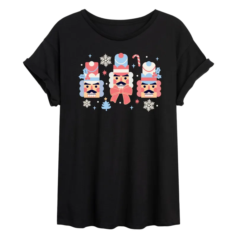 Instant Message - Winter Nutcracker Heads - Women's Oversized Graphic T-Shirt sold by Zulily