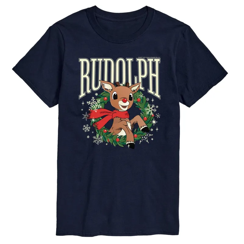 Rudolph - Rudolph Wreath Collegiate - Men's Short Sleeve Graphic T-Shirt sold by Zulily