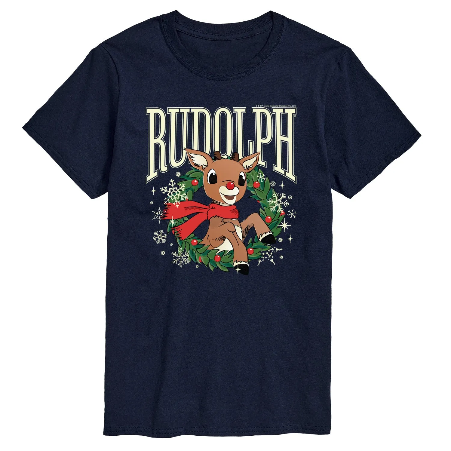 Rudolph - Rudolph Wreath Collegiate - Men's Short Sleeve Graphic T-Shirt sold by Zulily