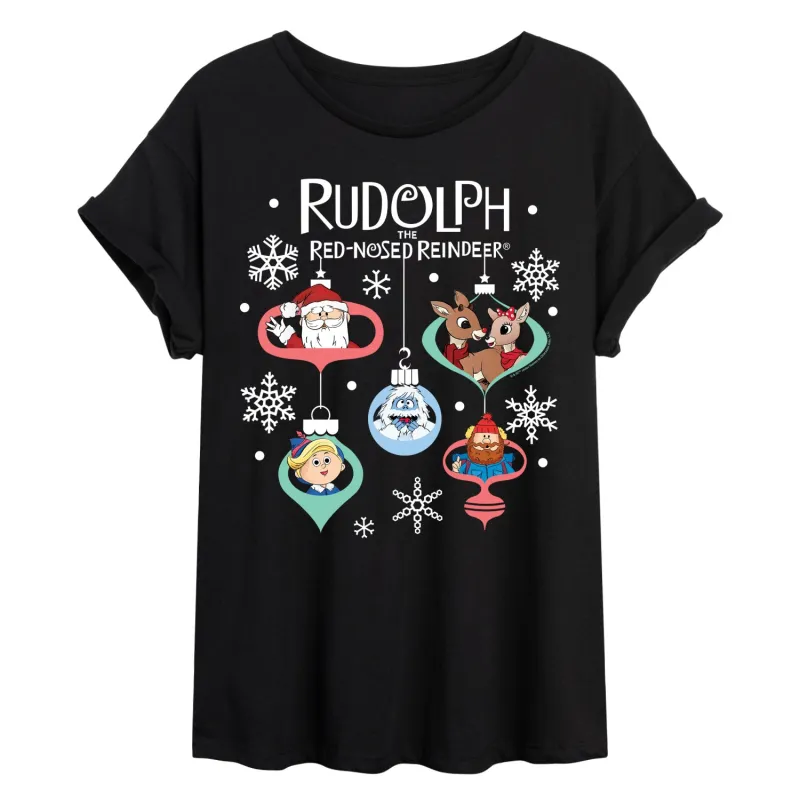Rudolph - Rudolph Ornaments - Women's Oversized Graphic T-Shirt sold by Zulily