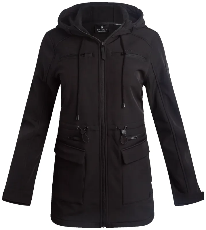 Spyder Womens Long Softshell Jacket - Black sold by Zulily