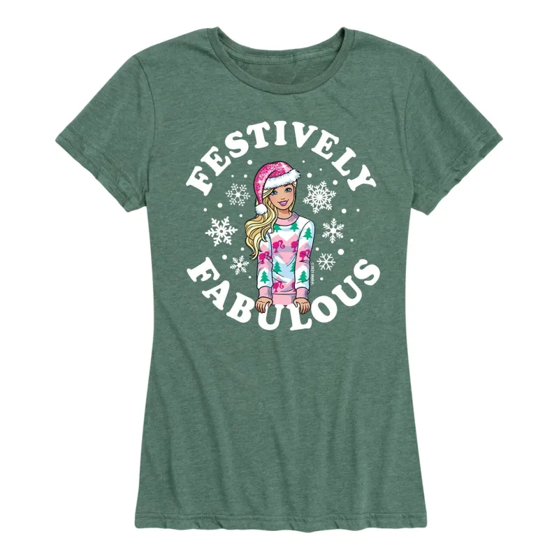 Barbie - Festively Fabulous - Women's Short Sleeve Graphic T-Shirt sold by Zulily