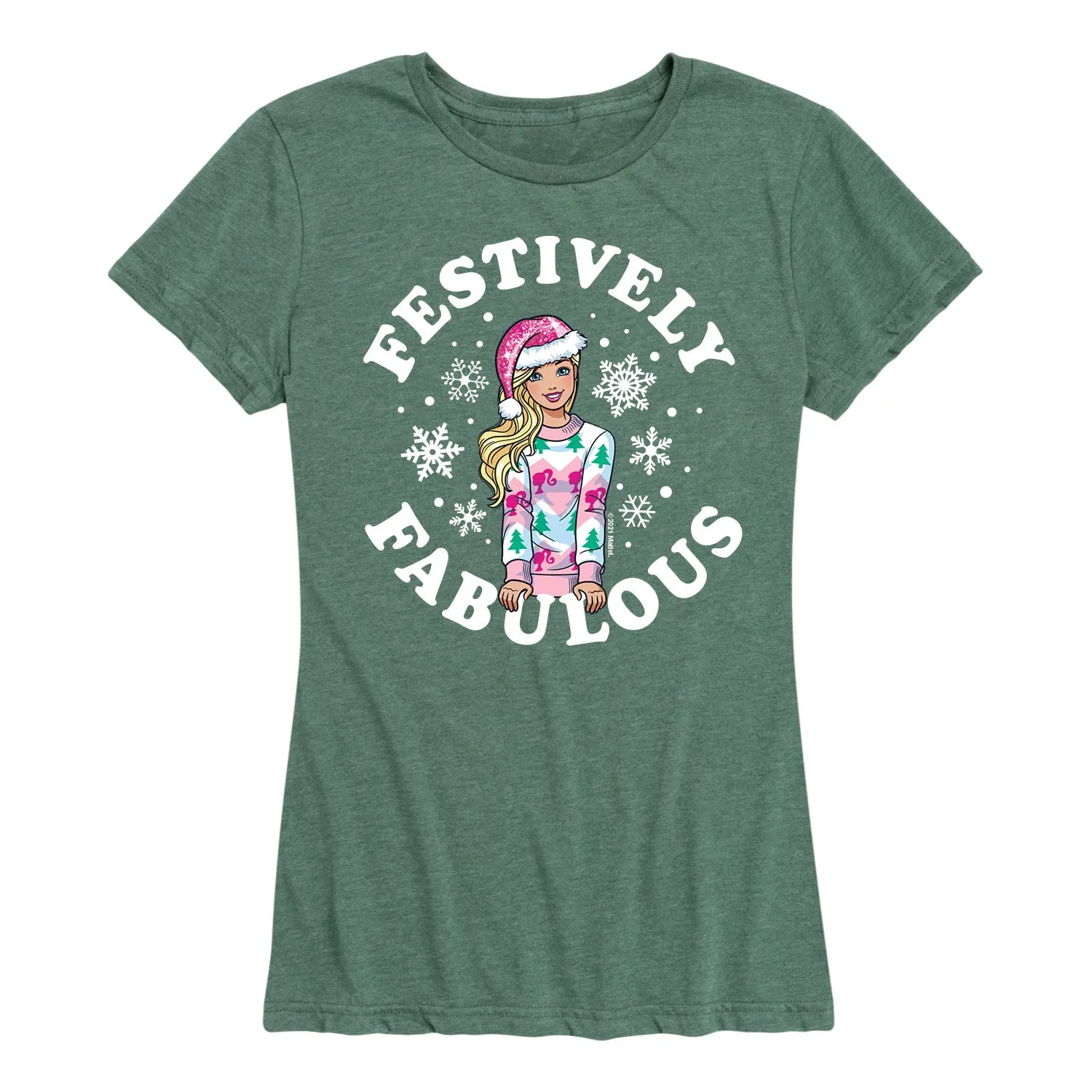 Barbie - Festively Fabulous - Women's Short Sleeve Graphic T-Shirt sold by Zulily