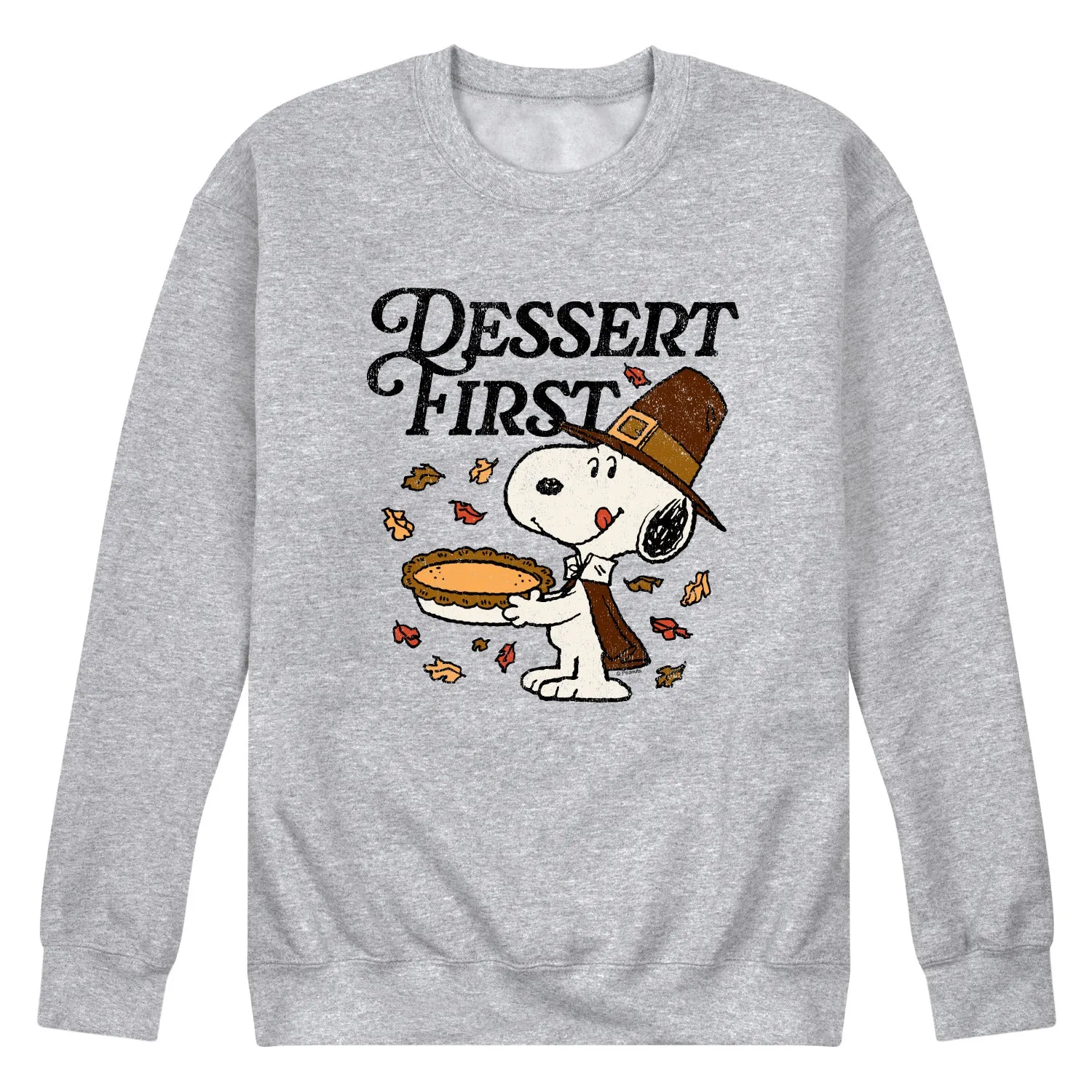 Peanuts - Dessert First Snoopy - Men's Long Sleeve Crew Fleece Sweatshirt sold by Zulily