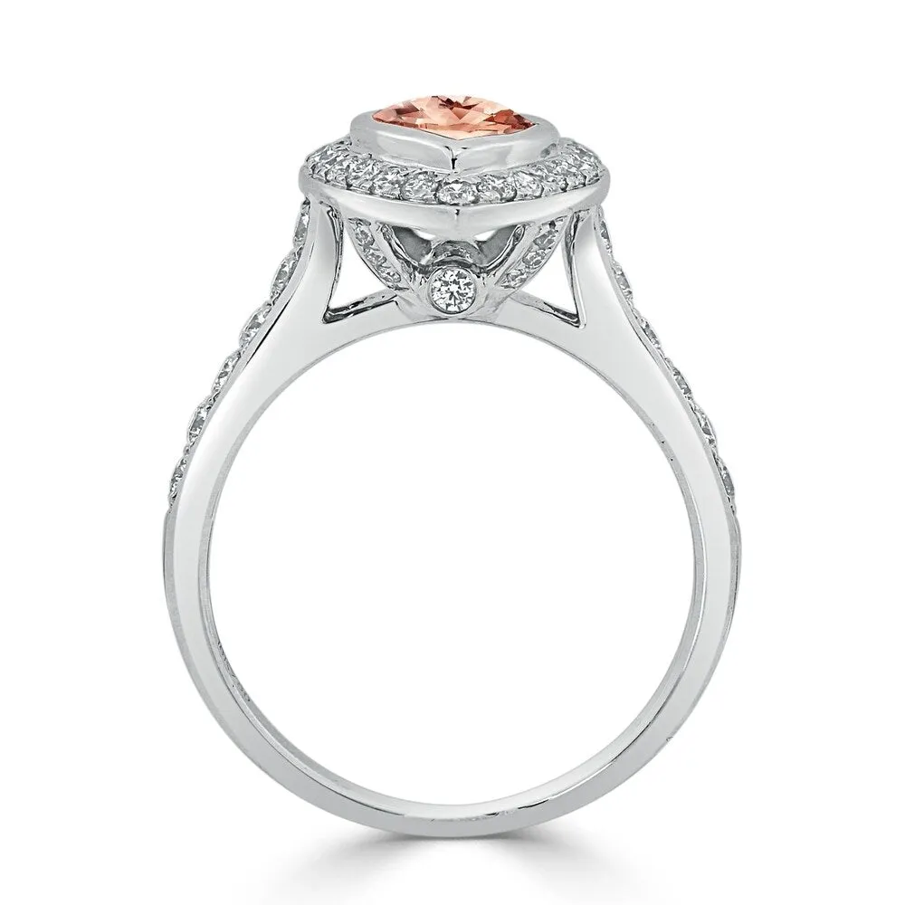 Auriya 9/10ct Pear Shape Morganite Halo Diamond Engagement Ring 5/8ctw 18K Gold sold by Zulily product image thumbnail 4