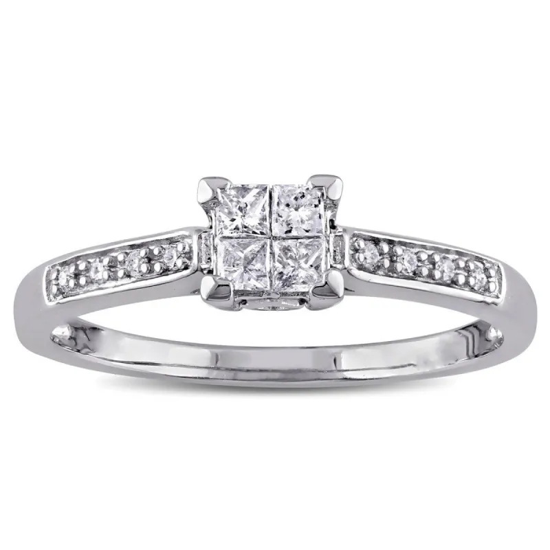 Miadora 10k White Gold 1/4ct TDW Princess Cut Diamond Engagement Ring - White G-H - White G-H sold by Zulily