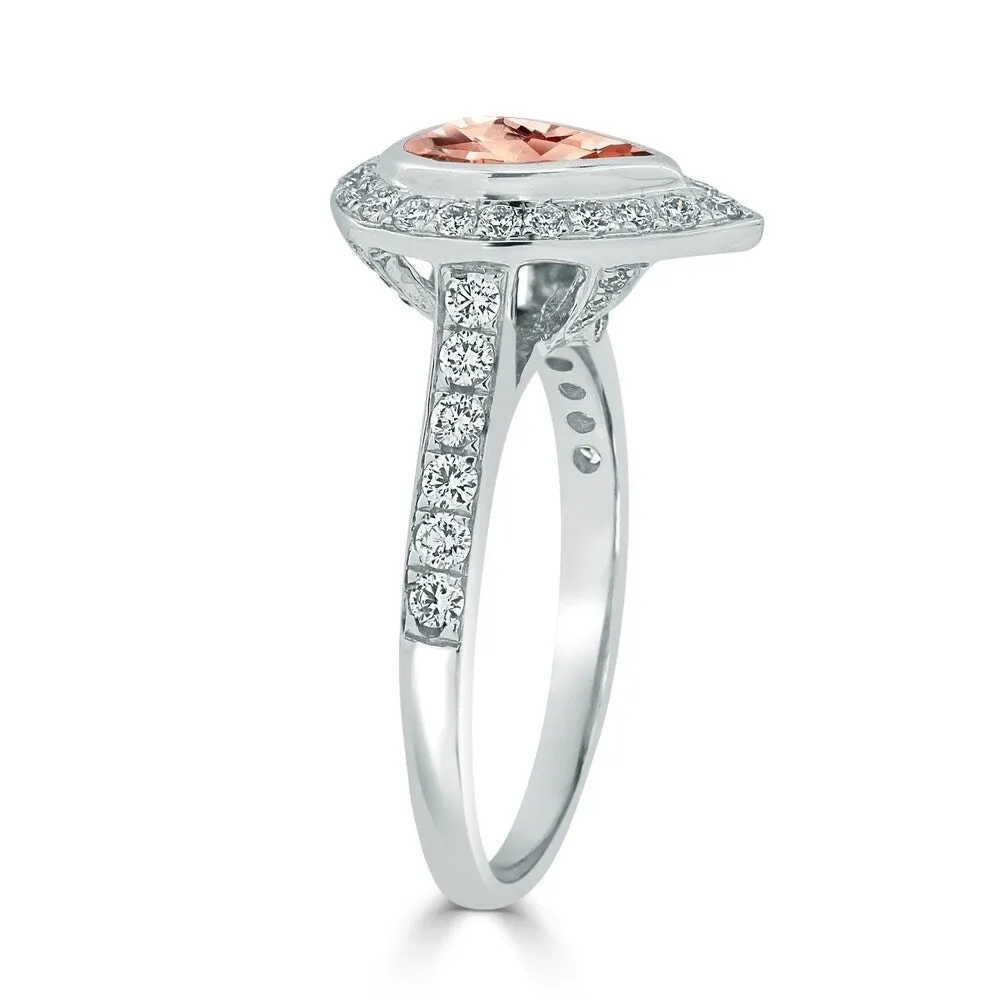 Auriya 9/10ct Pear Shape Morganite Halo Diamond Engagement Ring 5/8ctw 18K Gold sold by Zulily product image thumbnail 3