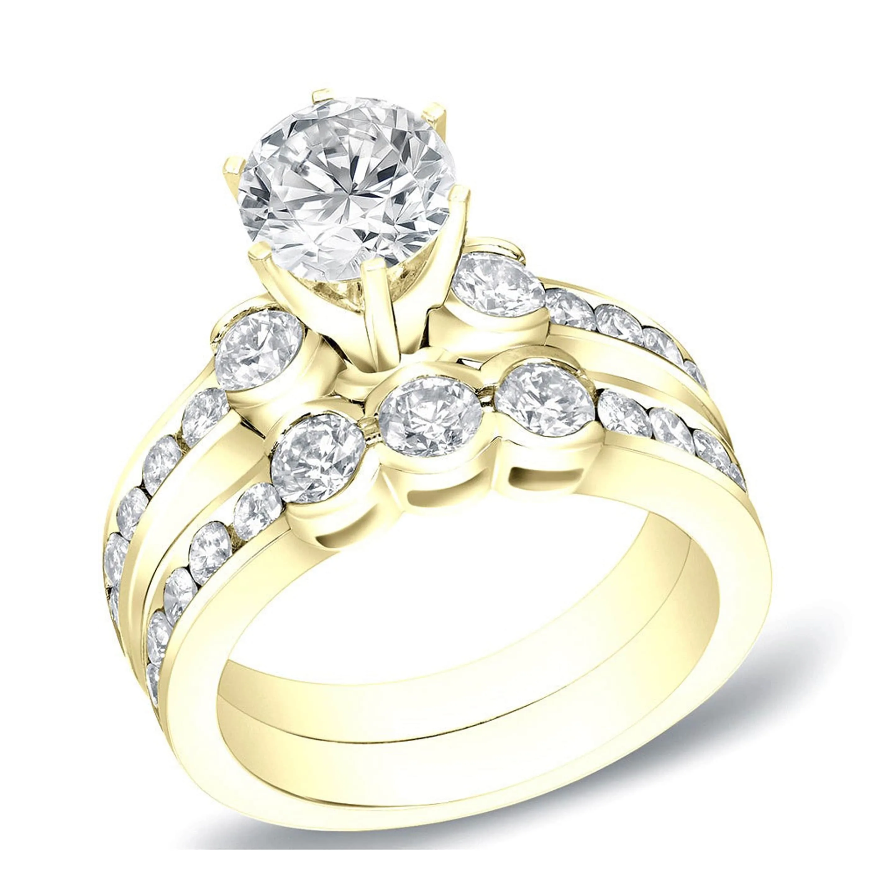 Auriya 14k Gold 2 1/2ctw Round 3-stone Diamond Engagement Ring Set sold by Zulily product image thumbnail 2