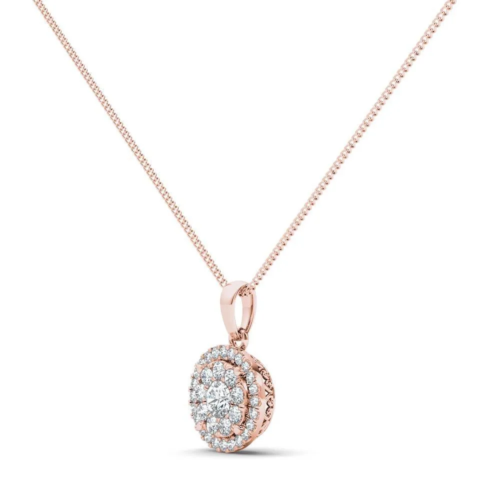De Couer IGI Certified 14K Rose Gold 1/2ct TDW Diamond Cluster Necklace - Pink sold by Zulily product image thumbnail 4