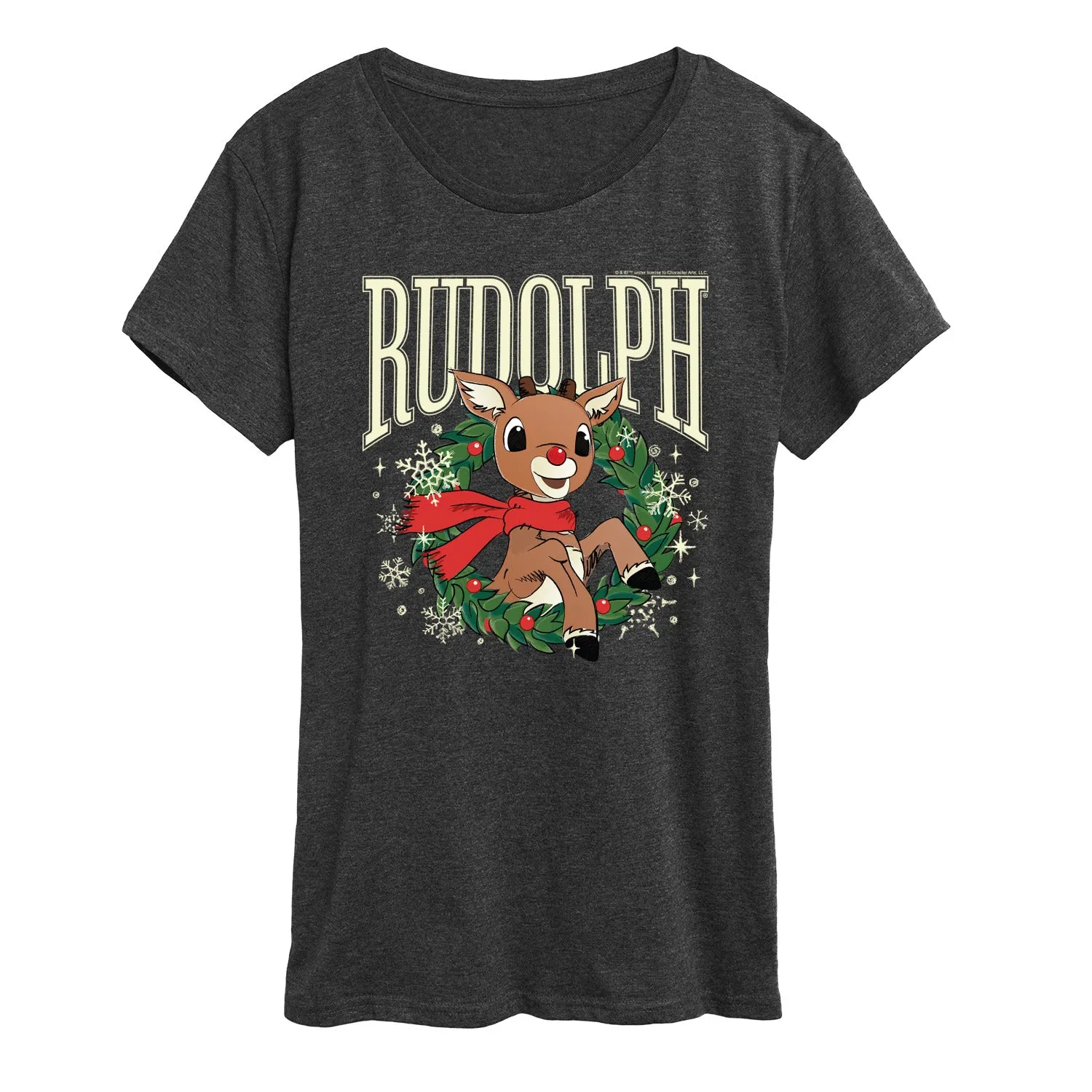 Rudolph - Rudolph Wreath Collegiate - Women's Short Sleeve Graphic T-Shirt sold by Zulily product image thumbnail 2